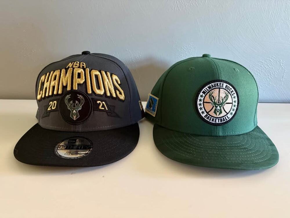 Lot 2 New Era Milwaukee Bucks 2021 NBA Champions Hat Bundle